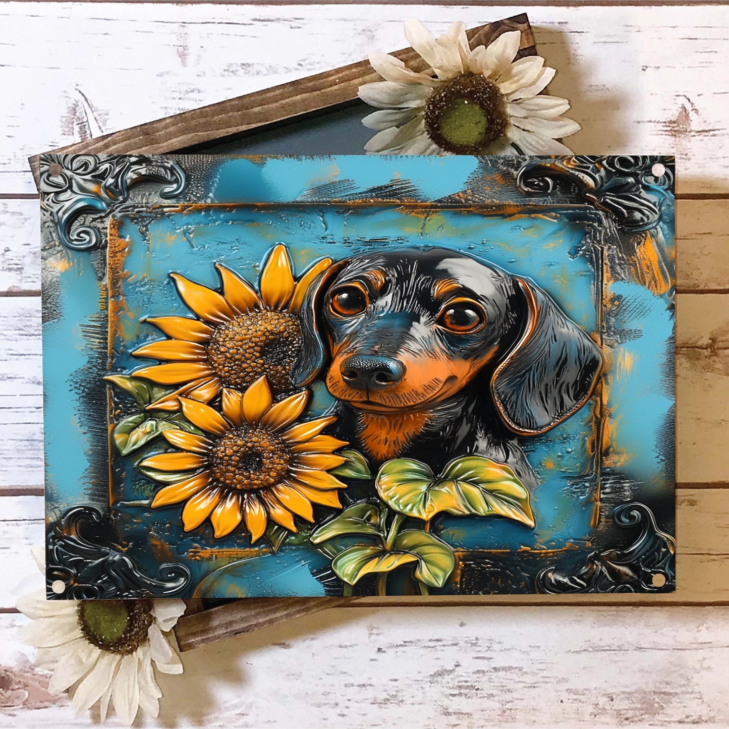 Shineful 2D Metal Sign Sunflower Dachshund Delight