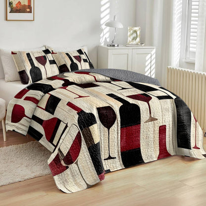 Shineful All Season Quilt 3-Piece Set Lustrous Wine