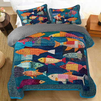 Shineful All Season Quilt 3-Piece Set Fish Frenzy