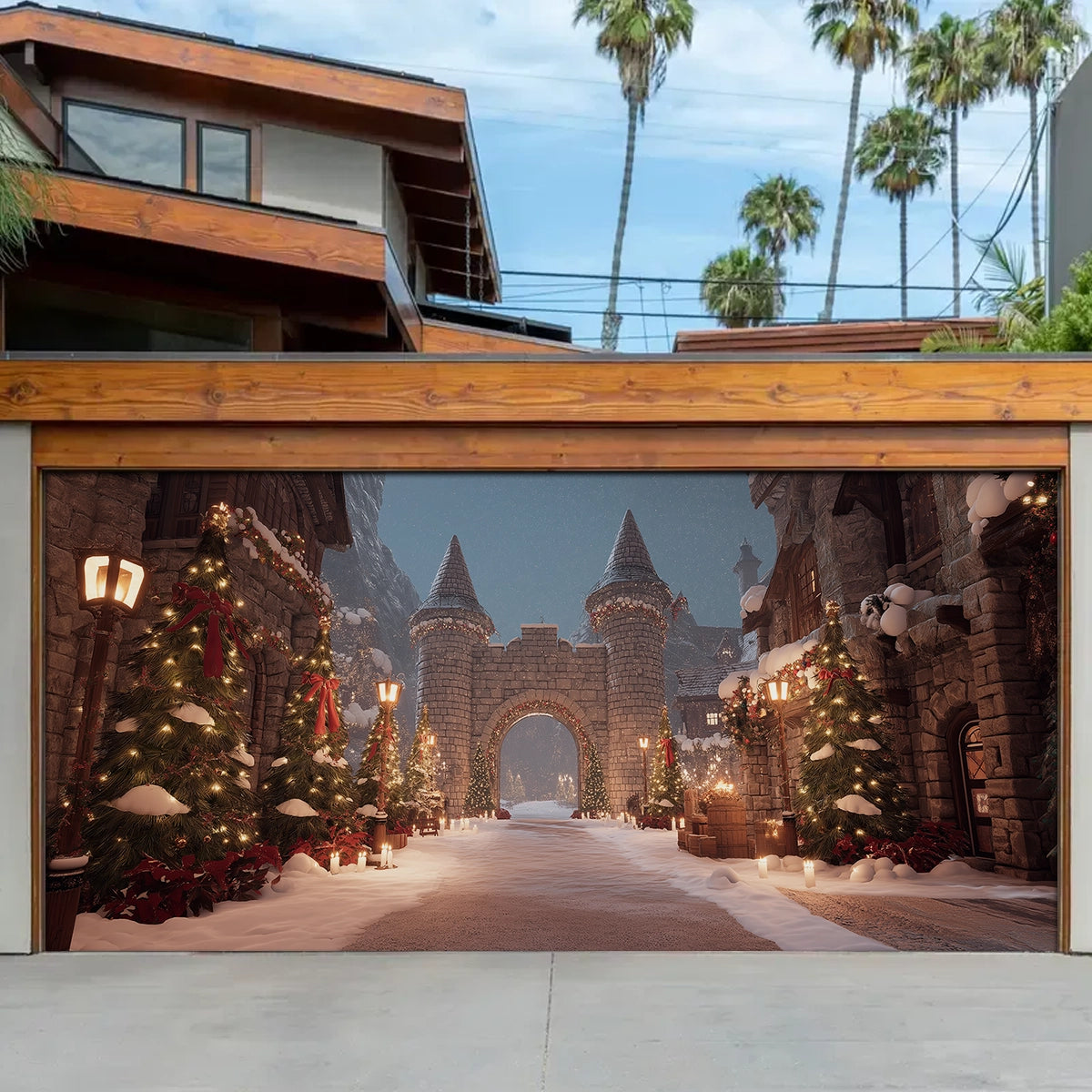 Shineful Garage Door Banner Decoration Christmas Castle Gateway