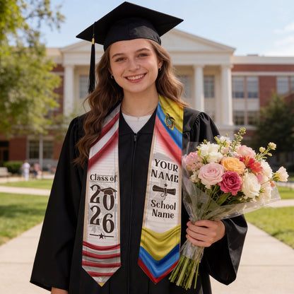 Shineful Graduation Sash Personalized American Ecuador Pride
