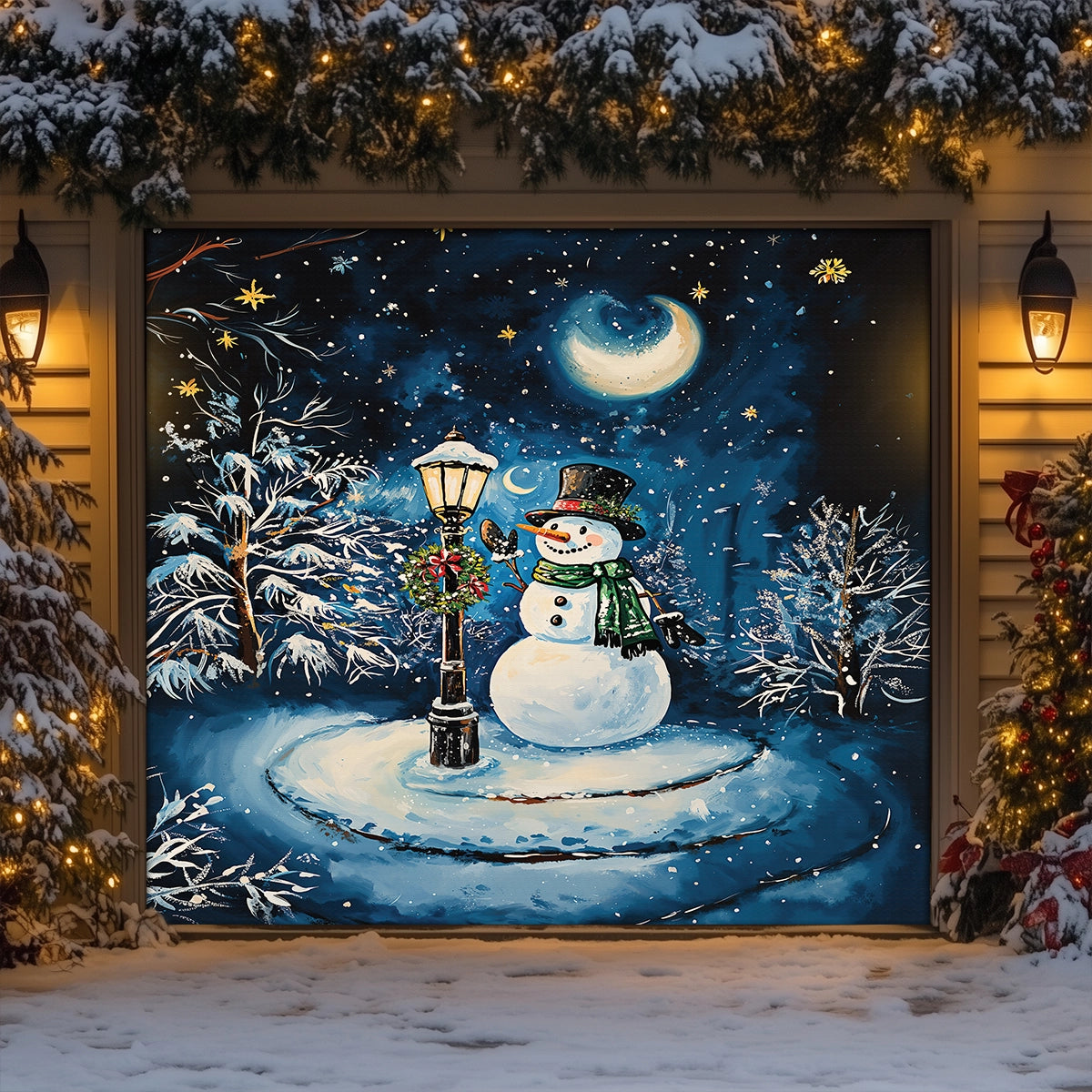 Shineful Garage Door Banner Decoration - Frosty Night