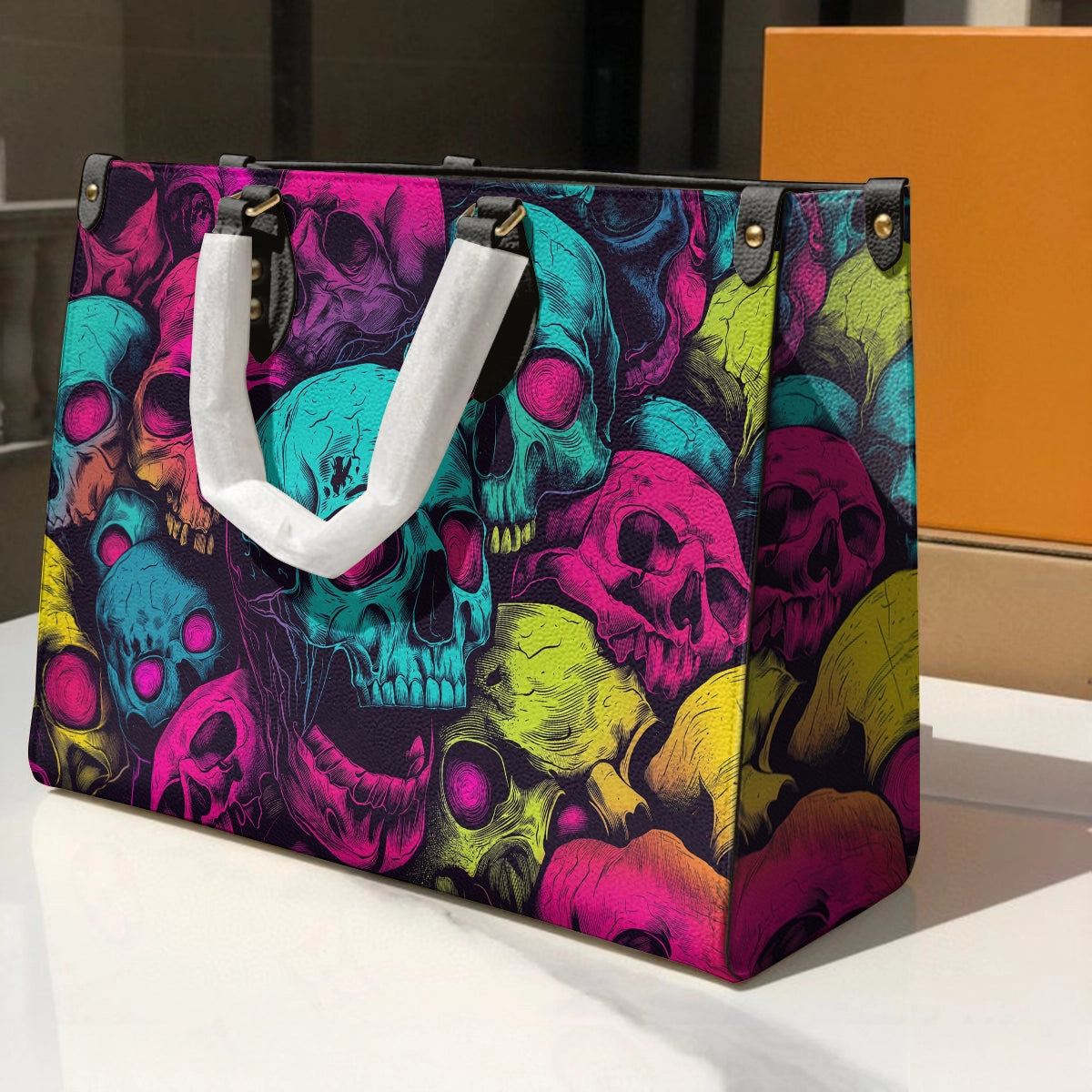 Shineful Leather Bag Neon Skull Riot