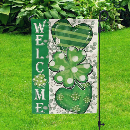 Shineful Gargen Flag 12" x 18" - Welcome Farmhouse Shamrock