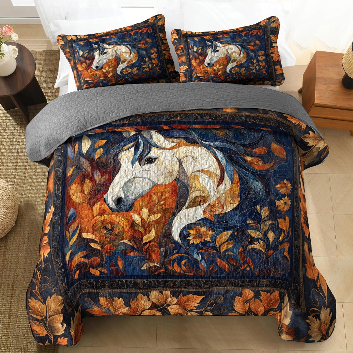 Shineful All Season Quilt 3-Piece Set - Majestic Horse Dreamscape