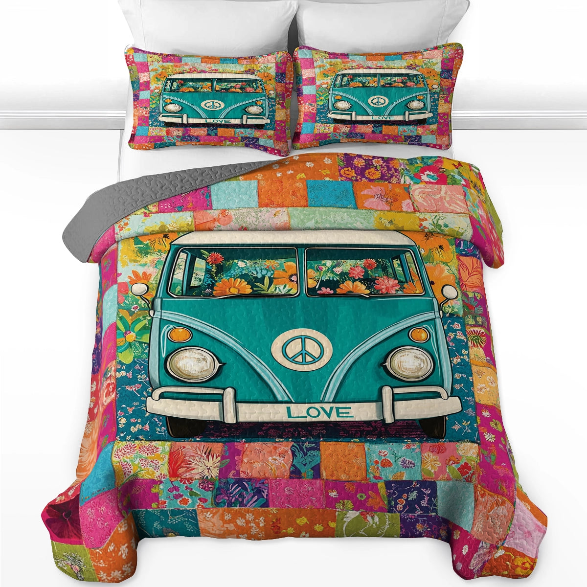 Shineful All Season Quilt 3-Piece Set - Hippie Van Patchwork