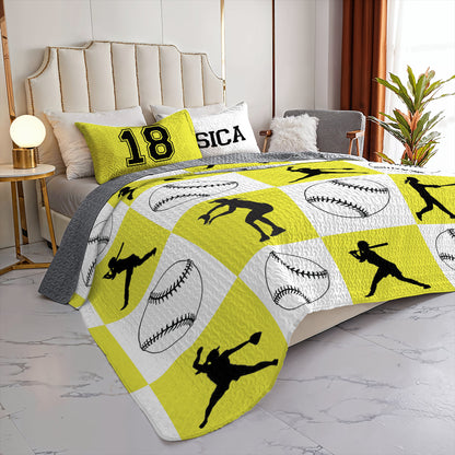 Shineful All Season Quilt 3-Piece Set Personalized Softball