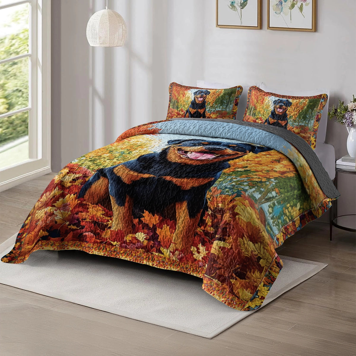 Shineful All Season Quilt 3-Piece Set - Fall Frolic with My Rottweiler