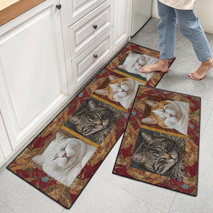 Shineful Ultra-Thin Non Skid Floor Mat, Kitchen Rugs Sleepy Cats