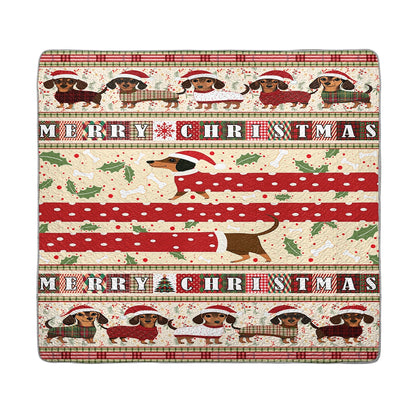 Shineful All Season Quilt 3-Piece Set - Christmas Playful Dachshund