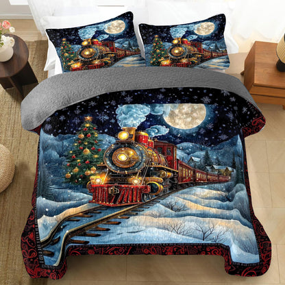 Shineful All Season Quilt 3-Piece Set Christmas Express Train