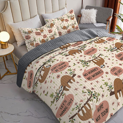 Shineful All Season Quilt 3-Piece Set Sloth Life Cream Day