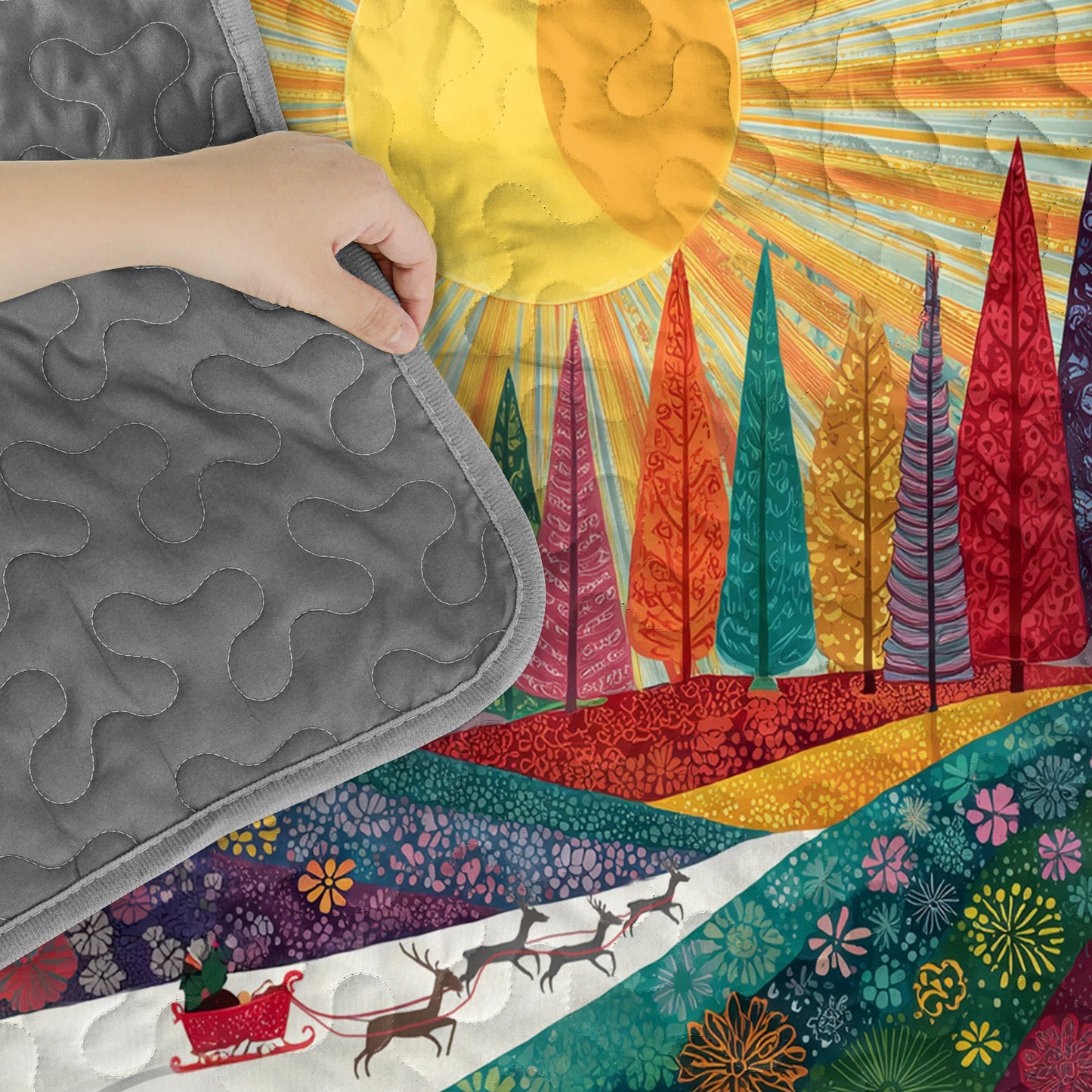 Shineful Quilt 3-Piece Set Colorful Forest Path