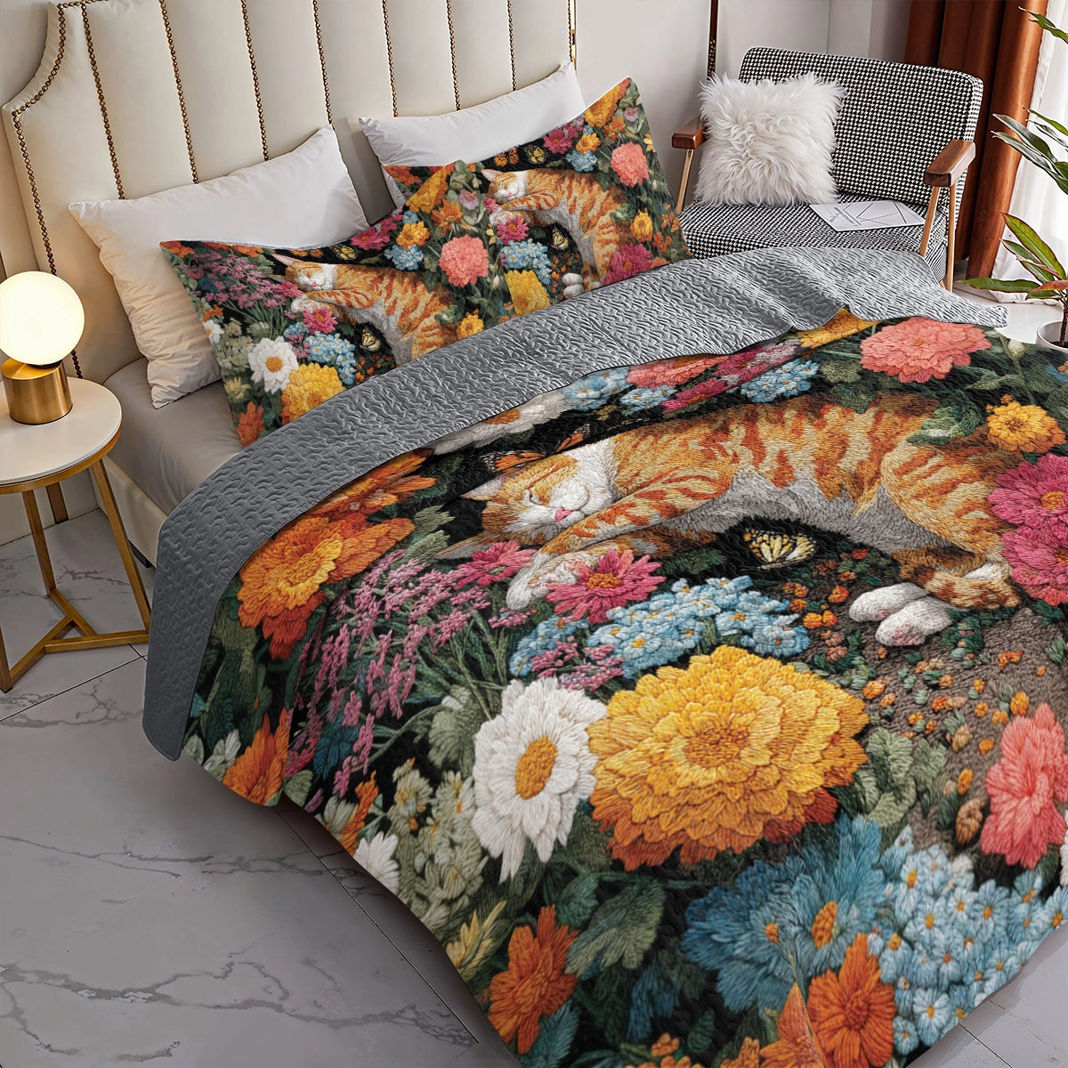 Shineful All Season Quilt 3-Piece Set Where The Cat Dreams