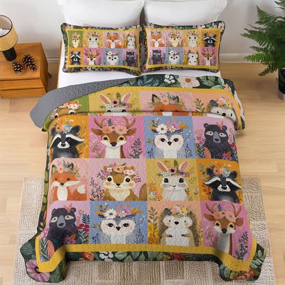 Shineful All Season Quilt 3-Piece Set Funny Happy Animals