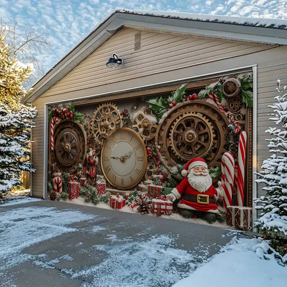 Shineful Garage Door Banner Decoration - Steampunk Countdown