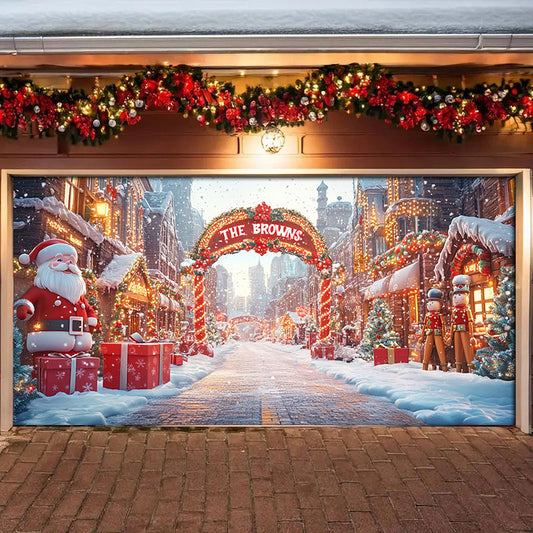 Shineful Personalized Garage Door Banner Decoration Christmas Town