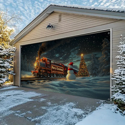 Shineful Garage Door Banner Decoration Winter Magic Railway