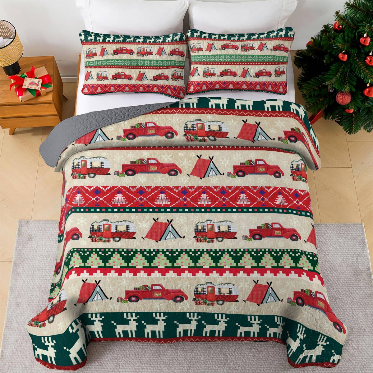 Shineful All Season Quilt 3-Piece Set Camping Christmas