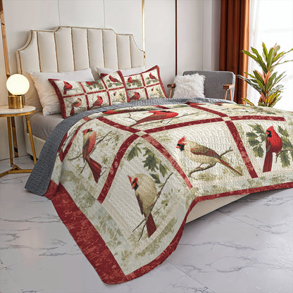 Shineful All Season Quilt 3-Piece Set Cardinal Patchwork