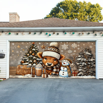 Shineful Garage Door Banner Decoration Cozy Cow Winter Wonderland Edition