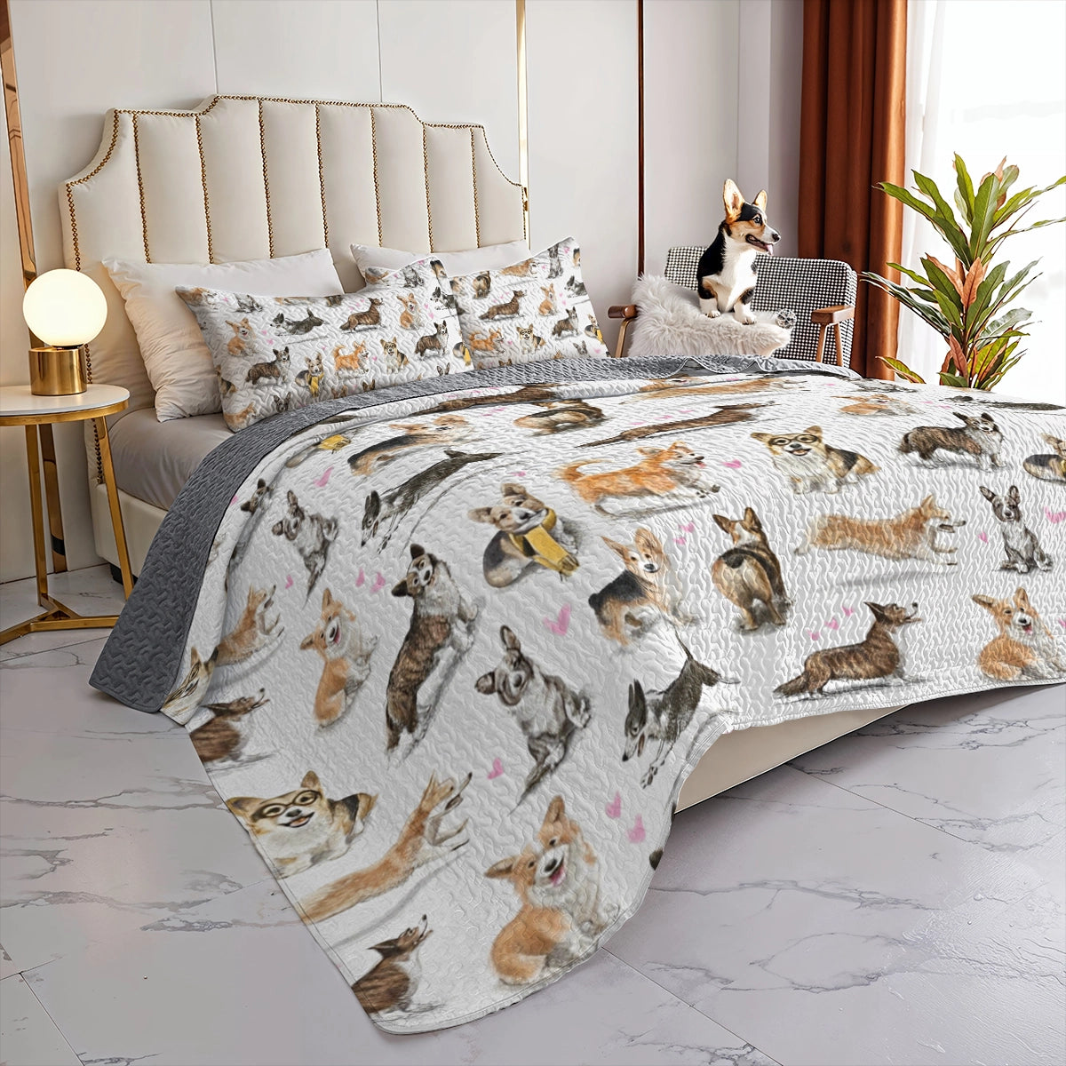 Shineful All Season Quilt 3-Piece Corgi Love Forever