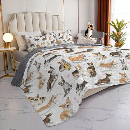 Shineful All Season Quilt 3-Piece Corgi Love Forever