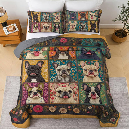 Shineful All Season Quilt 3-Piece Set Charming Bulldogs