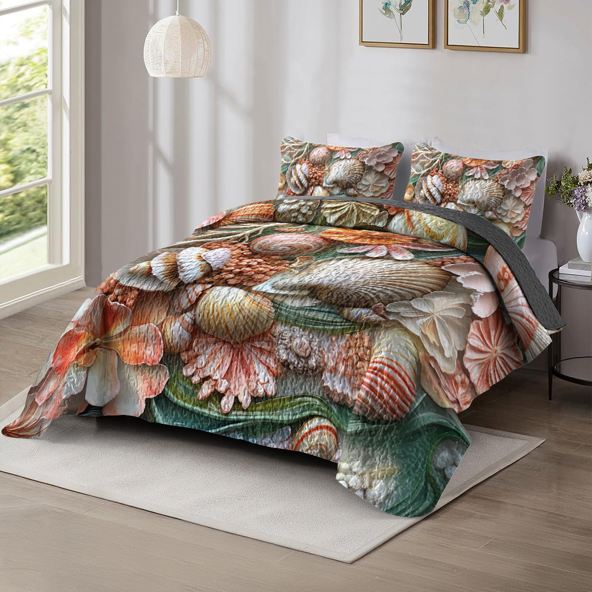 Shineful All Season Quilt 3-Piece Set Seashell Dream