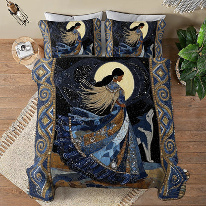 Shineful All Season Quilt 3-Piece Set Wolf & Moon Maiden
