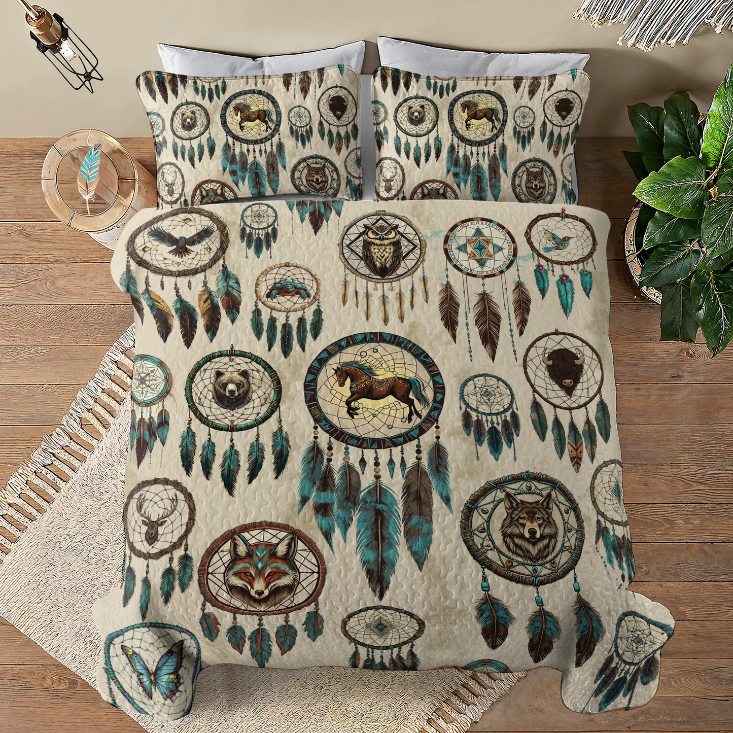 Shineful All Season Quilt 3-Piece Set Native Spirits Dreamcatcher