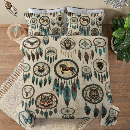 Shineful All Season Quilt 3-Piece Set Native Spirits Dreamcatcher