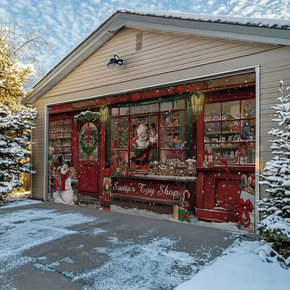 Shineful Garage Door Banner Decoration Santa's Toy Shop