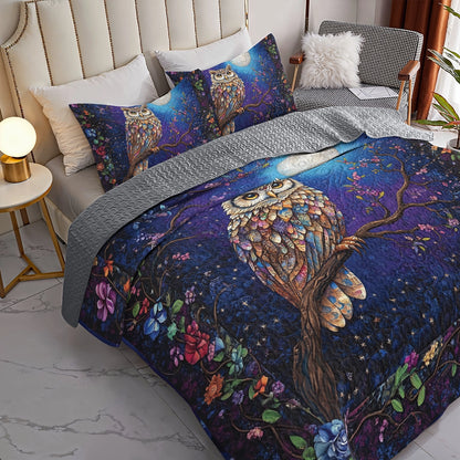 Shineful All Season Quilt 3-Piece Set Enchanted Night Owl