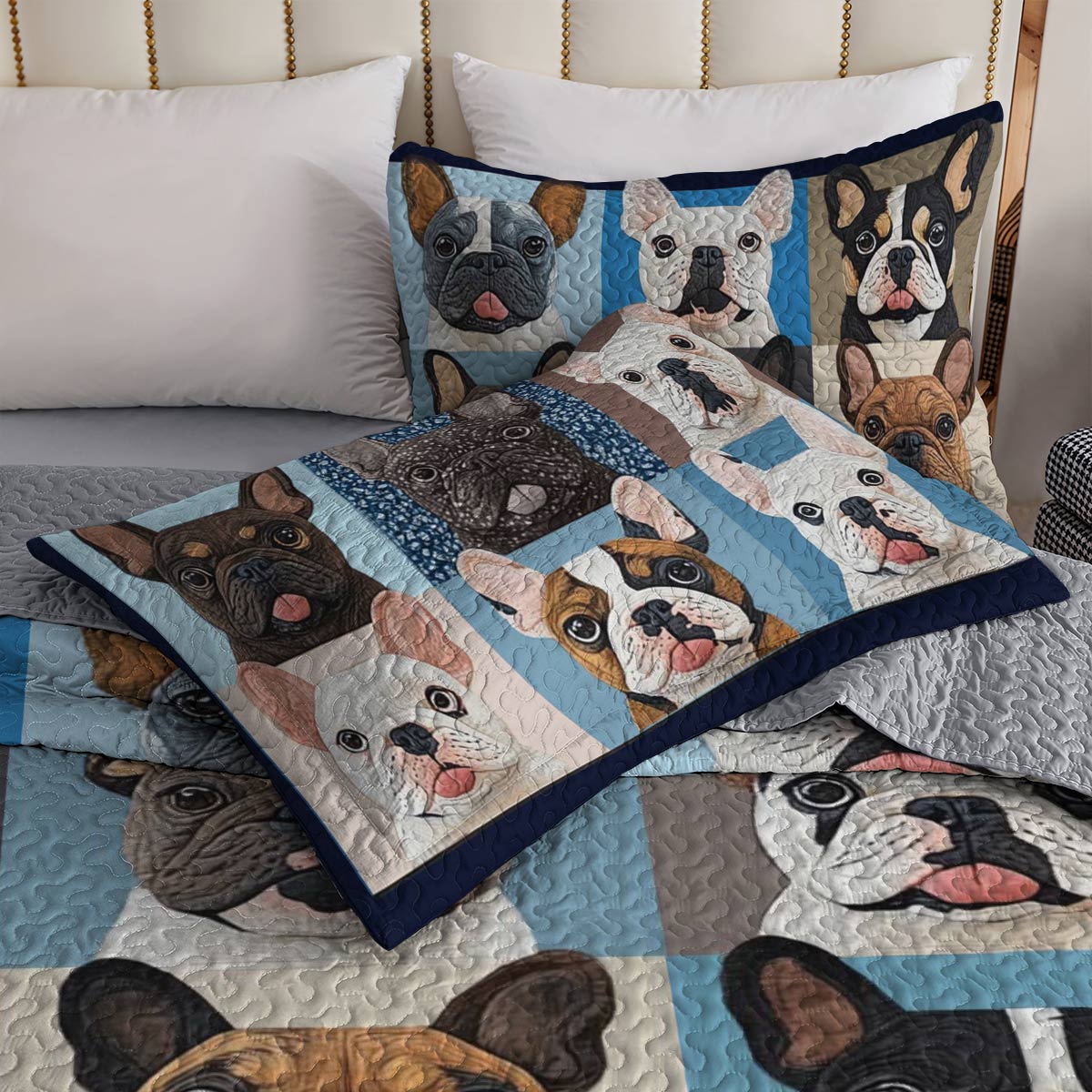 Shineful All Season Quilt 3-Piece Set Blue Bull
