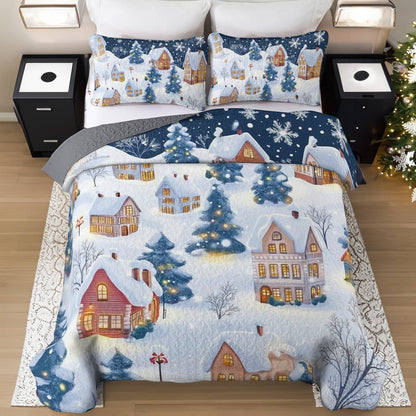 Shineful All Season Quilt 3-Piece Set Peace Village Christmas
