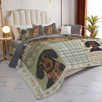 Shineful All Season Quilt 3-Piece Set - Dachshund's Bedtime