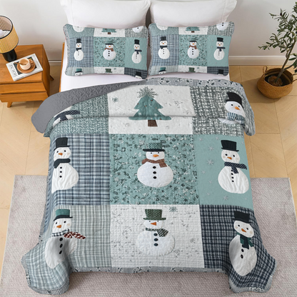 Shineful All Season Quilt 3-Piece Set - Snowy Gentlemen Patchwork