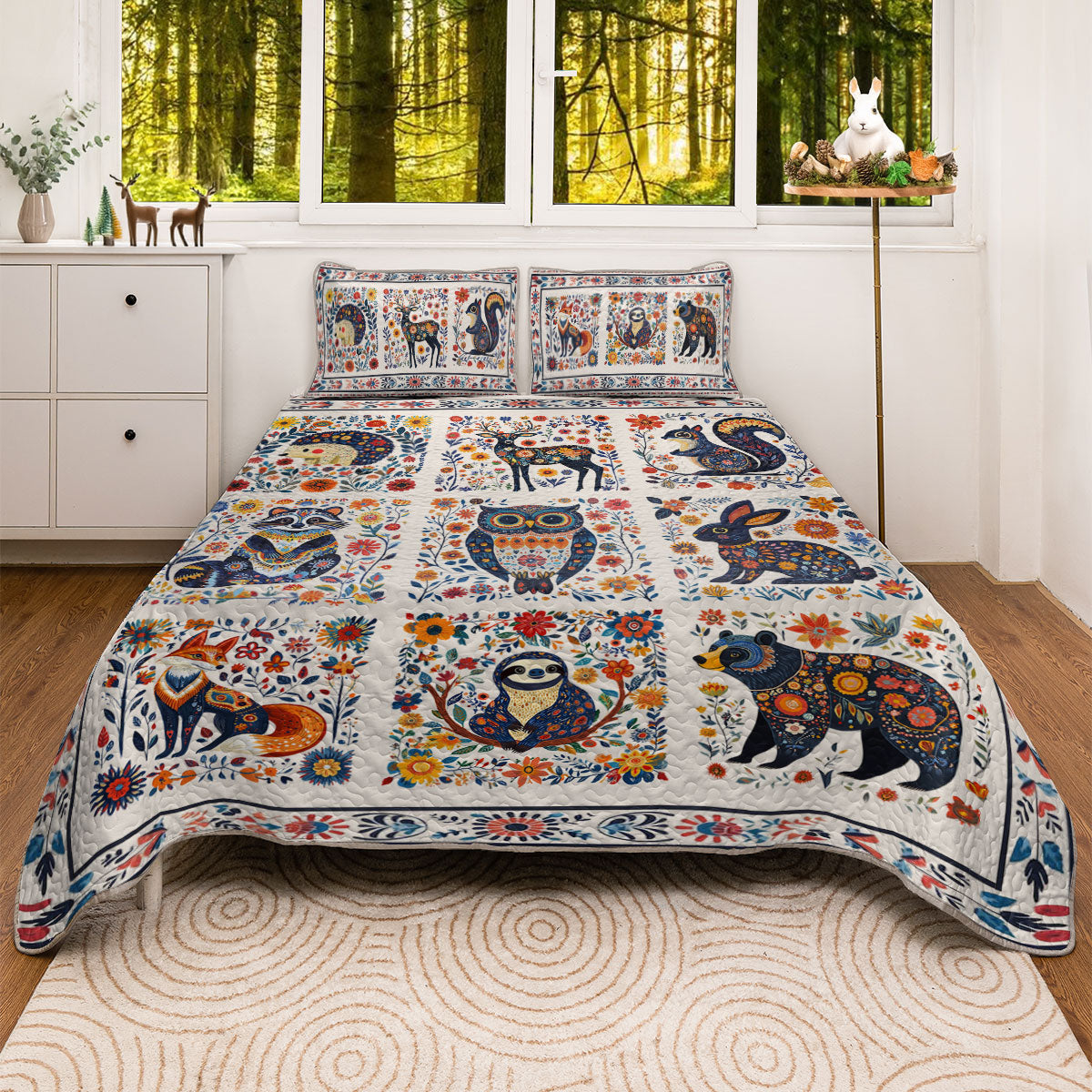 Shineful All Season Quilt 3-Piece Set Animals Forest Folk Charm