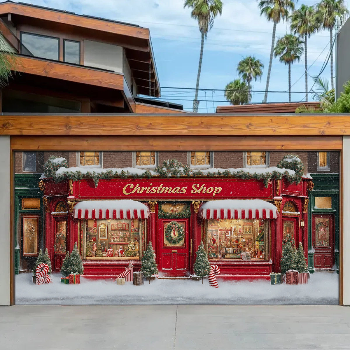 Shineful Garage Door Banner Decoration Christmas Shoppe Wonderland