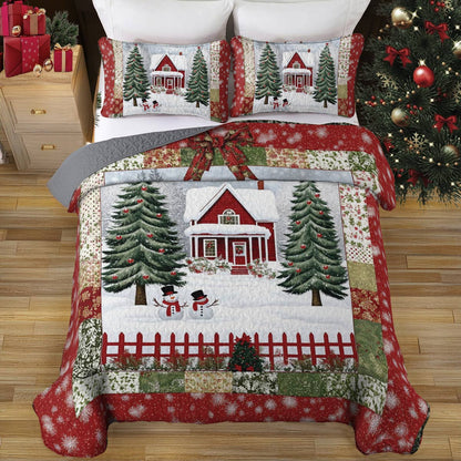 Shineful All Season Quilt 3-Piece Set Snowy Village