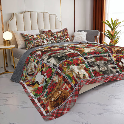 Shineful All Season Quilt 3-Piece Set - Mooey Christmas Quilt