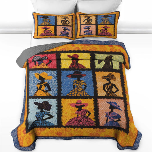Shineful All Season Quilt 3-Piece Set - Black Women Chic & Cheerful