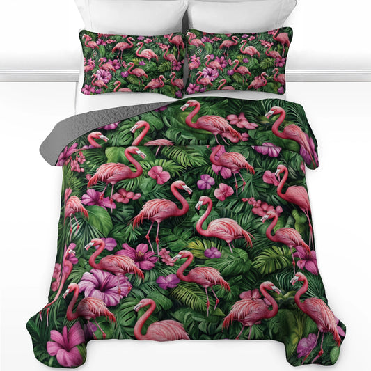 Shineful All Season Quilt 3-Piece Set - Flamingo Oasis
