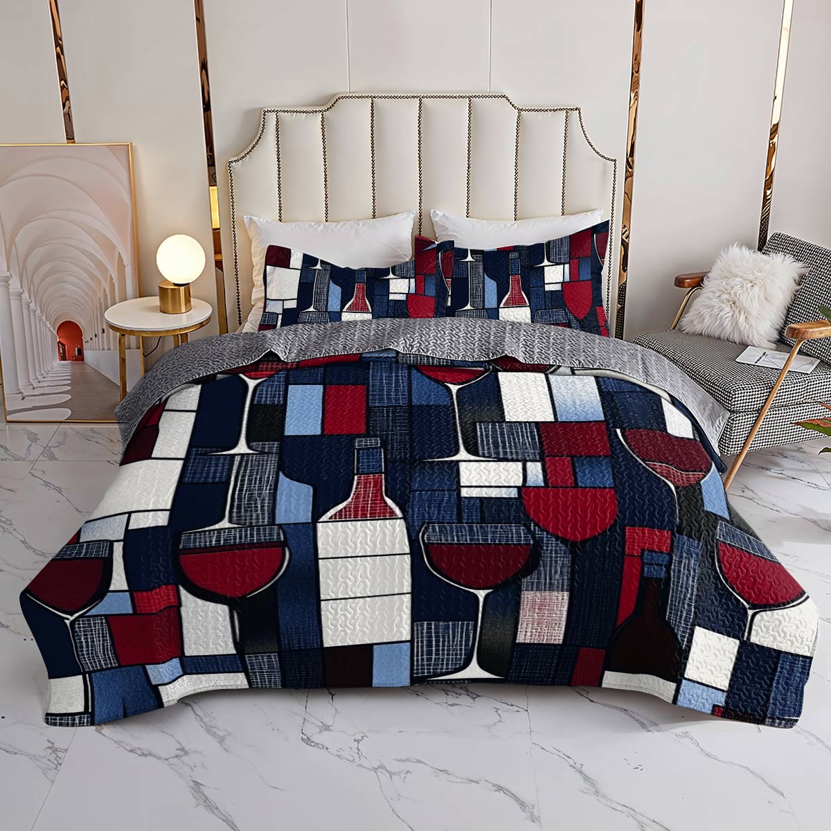 Shineful All Season Quilt 3-Piece Set Dreamy Wine Lovely