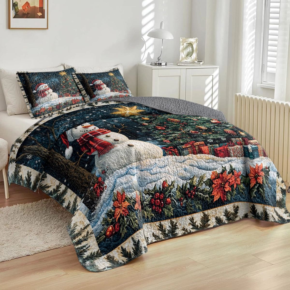 Shineful All Season Quilt 3-Piece Set - Merry & Bright Snowman