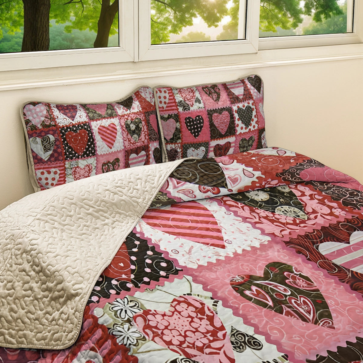 Shineful All Season Quilt 3-Piece Heartfelt Patchwork Quilt