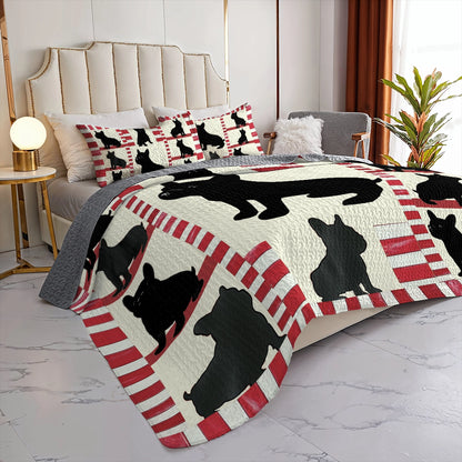 Shineful All Season Quilt 3-Piece Set - French Bulldog Patchwork