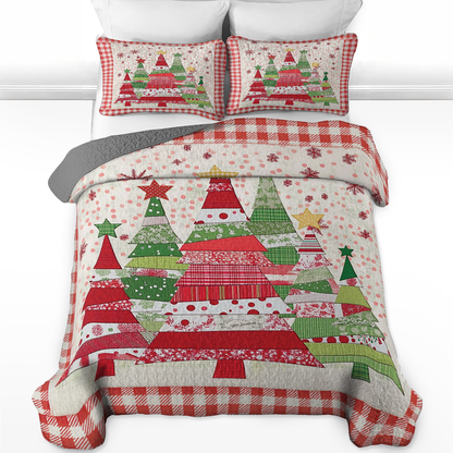 Shineful All Season Quilt 3-Piece Set Polka Dot Christmas Tree