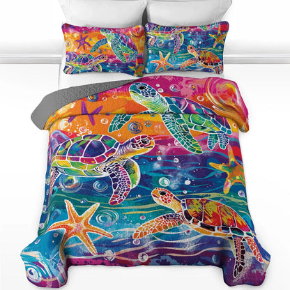 Shineful Quilt 3-Piece Set Turtle Rainbow
